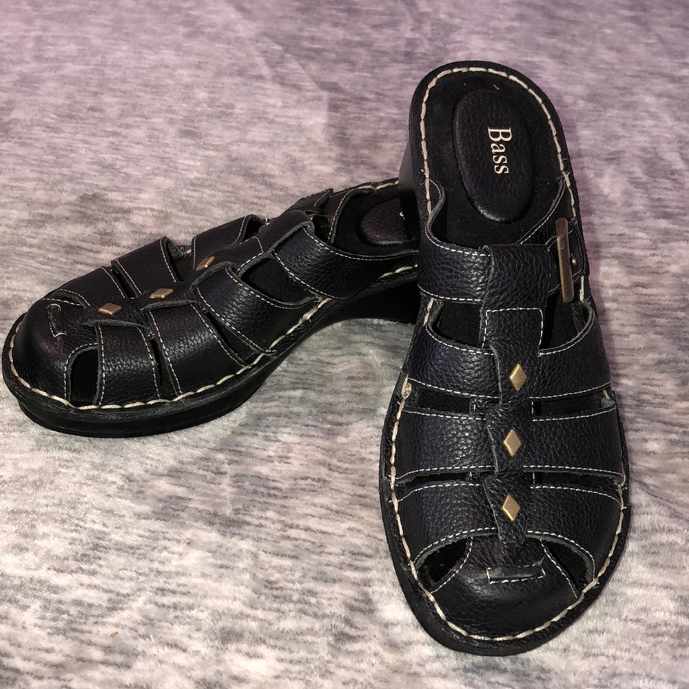 Bass black slip ons